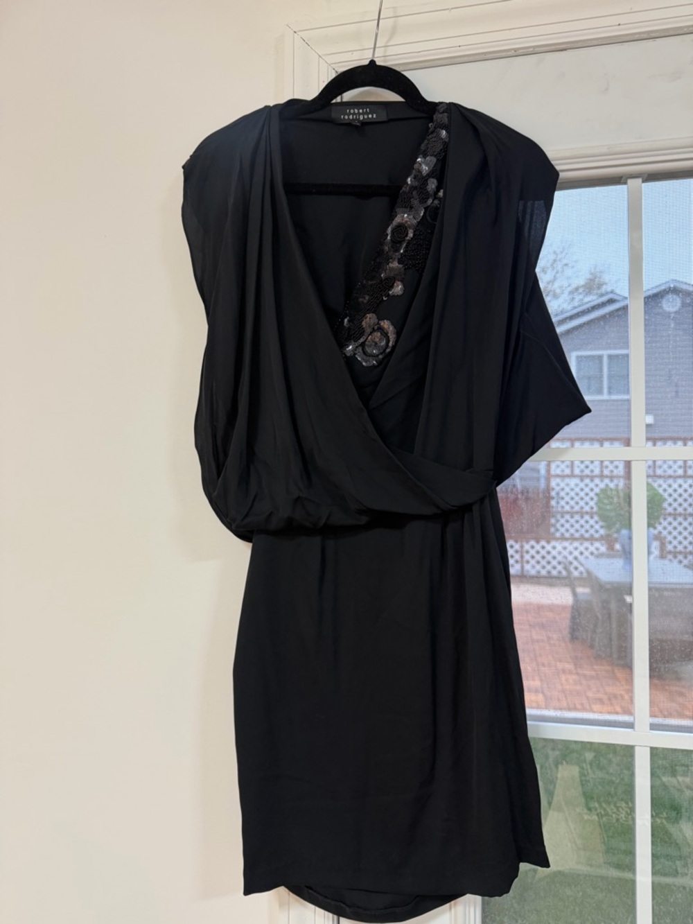 Robert Rodriguez Black Evening Mini Dress with Sequin Detail